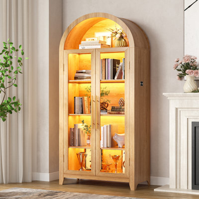 Vitrine H 71 po avec capteur de lumière 3 couleurs et armoire de rangement à 5 niveaux