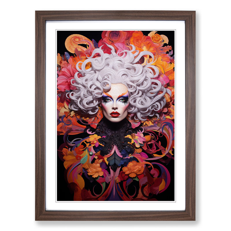 Drag Queen Informel - Single Picture Frame Print on Wood, 46" H x 34" W x 2" D, Walnut