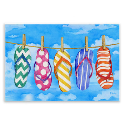 Flip Flops on Clothesline Wall Plaque Art by Paul Brent