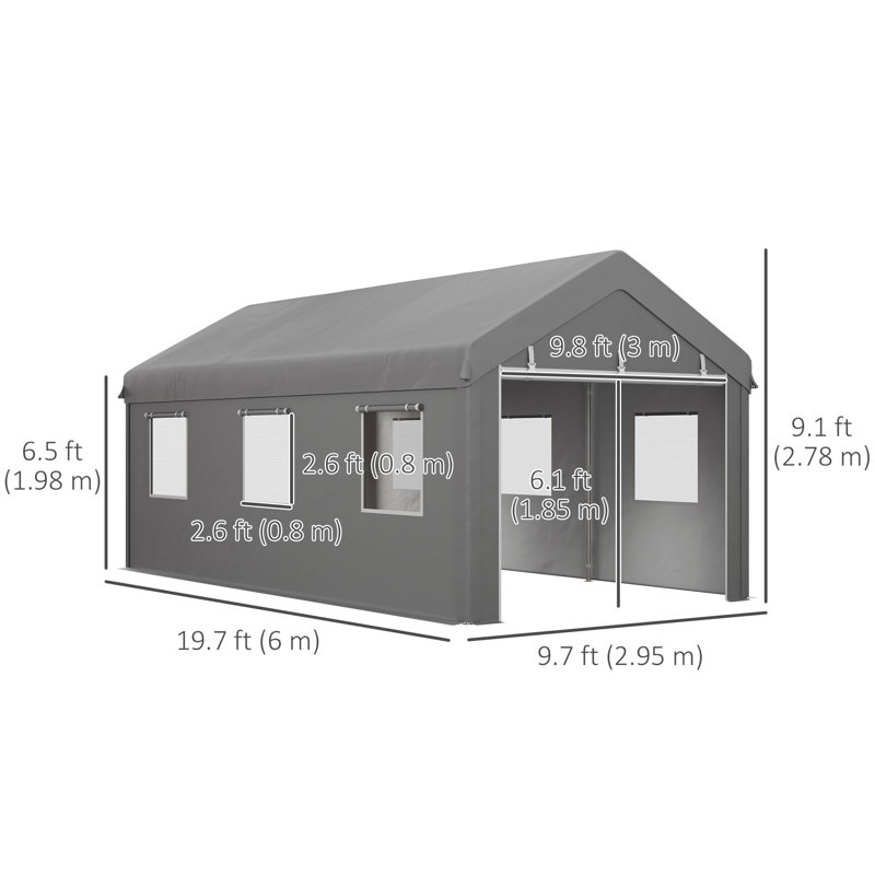 Abri pour voiture l 10 pi. x P 20 pi. 5FT-Sections