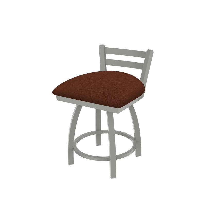 Tabouret de coiffeuse en métal Jackie, Nickel anodisé, Vinyle et rênes Adobe