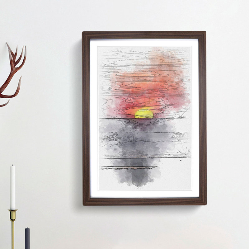 Sunset in Florida - Picture Frame Painting Print, Walnut Framed, 45cm H x 33cm W x 2cm D