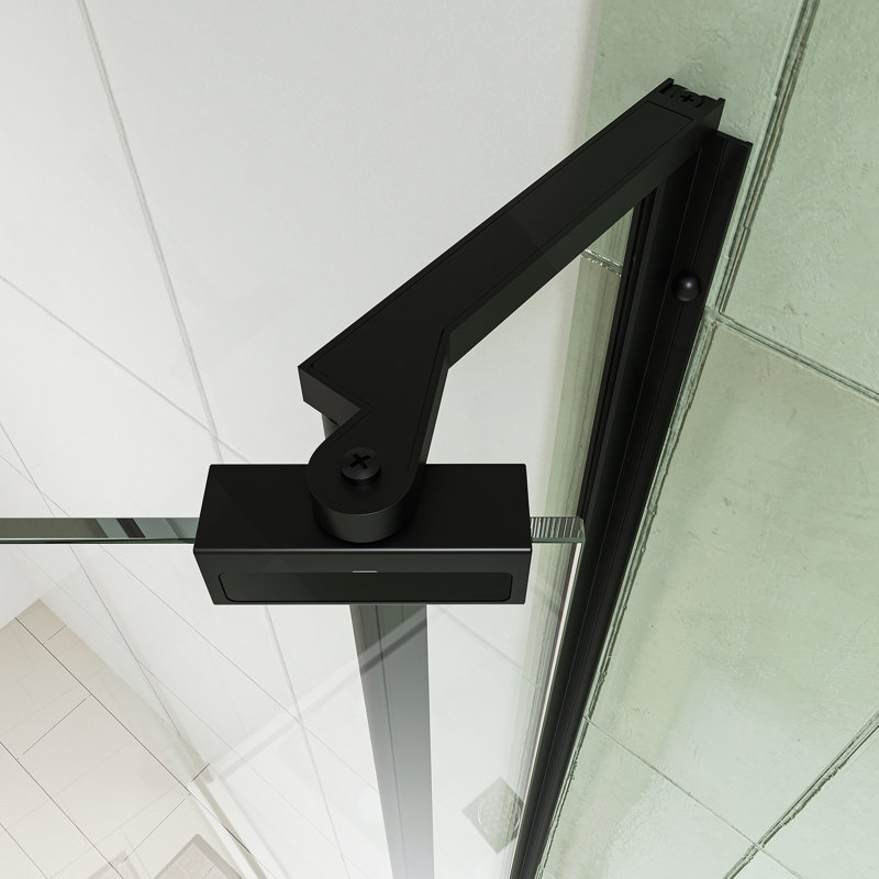 28-32"W X 72"H Left And Right Opening Universal Pivot Shower Door, Open Outside, With 1/4" And 5/16" Tempered Glass And Matted Black Finish