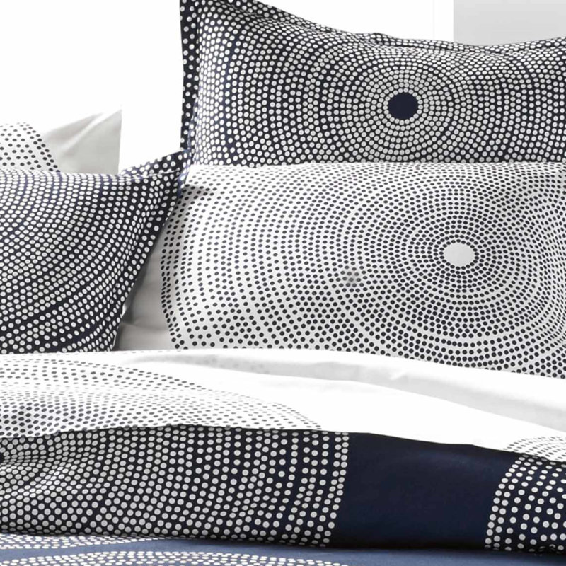 Navy and White Cotton Full/Queen Reversible Comforter Set