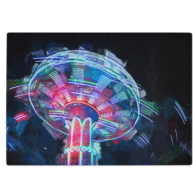 Glass Fairground Swing At Night in Abstract Chopping Board, 28.5 cm W x 20 cm L