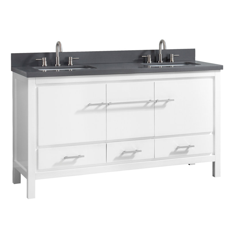 Ensemble de meuble-lavabo double 61 po Riley, Blanc