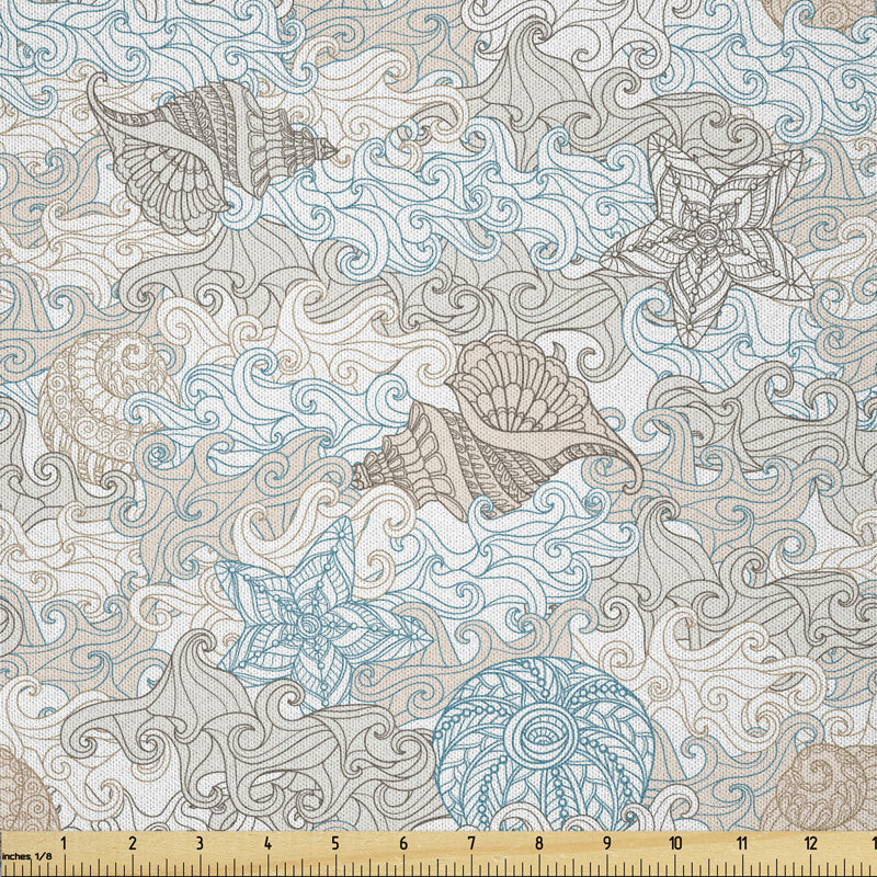 Dasir Sea Shell Starfish Mollusk Seahorse Coral Reef Multi-purpose Fabric