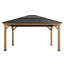 Sunjoy 3.9m x 4.5m Cedar Wooden Gazebo with Anthracite Powder-Coated Steel Frame - Garden Oasis-87418741