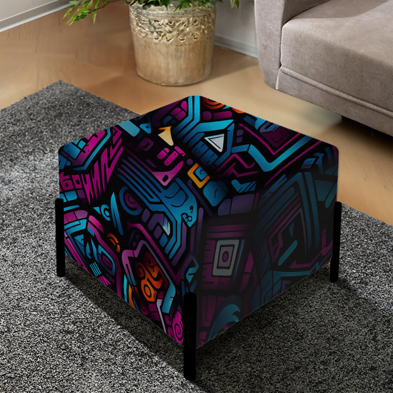 Poupart Techno Tribal Fusion - Geometric Square Ottoman