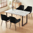 Modern 150Cm Marble Pattern Dining Table With 4 Ample Velvet Armchairs