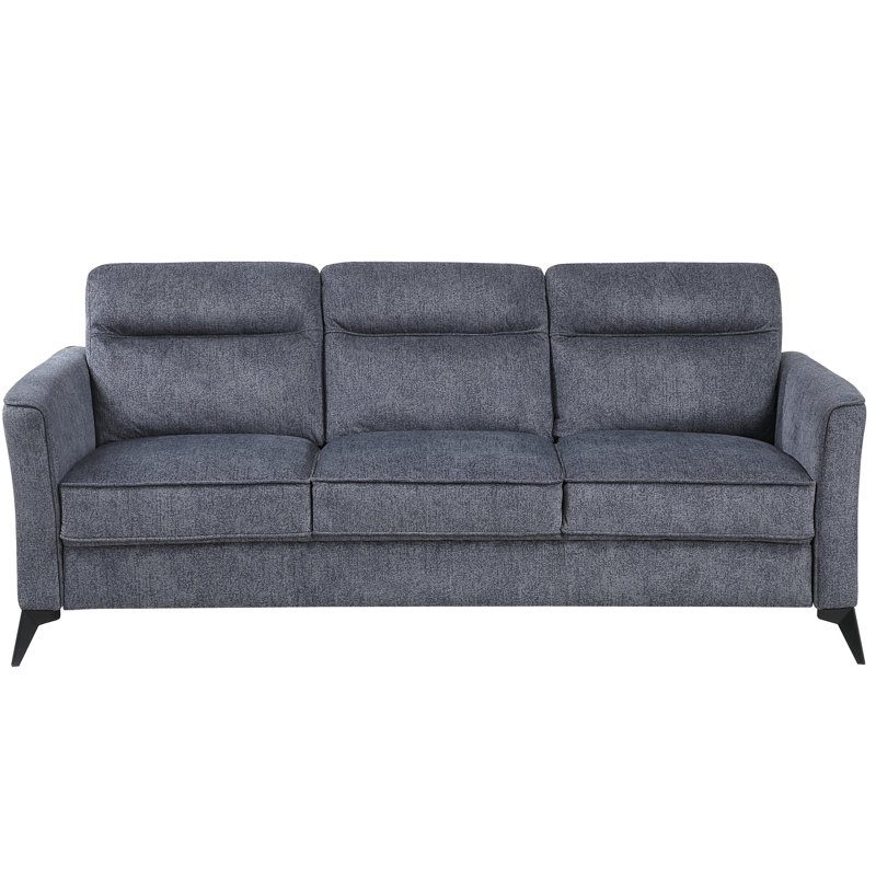 Siège 3 places en microfibre gris foncé avec design contemporain, pieds et structure en métal noir, coussins de siège d'une capacité de 300 lb, fabrication en contreplaqué