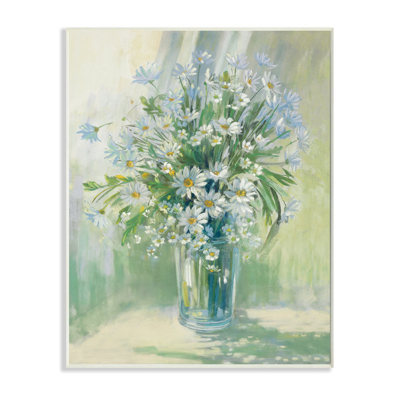 Sunlit Bouquet of Daisies Pastels par Carol Rowan - Impression sur toile, H 19 po x l 13 po, Plaque murale