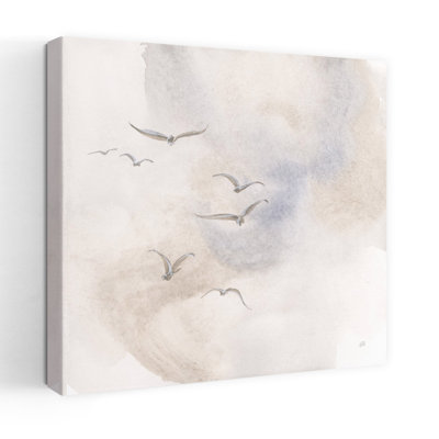 Art contemporain ensemble avec des nuages et des oiseaux