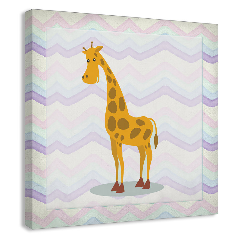 Décalcomanie murale «Pink Giraffe Time», H 24 po x l 24 po x P 1,5 po, Canevas