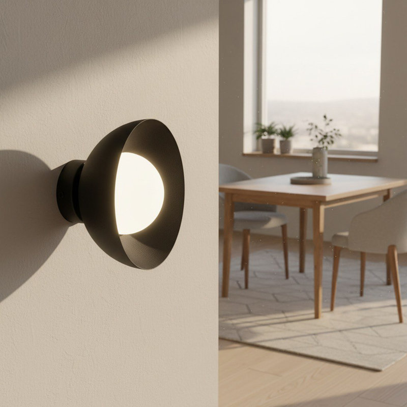 Steel Flush Mounted Sconce, Black