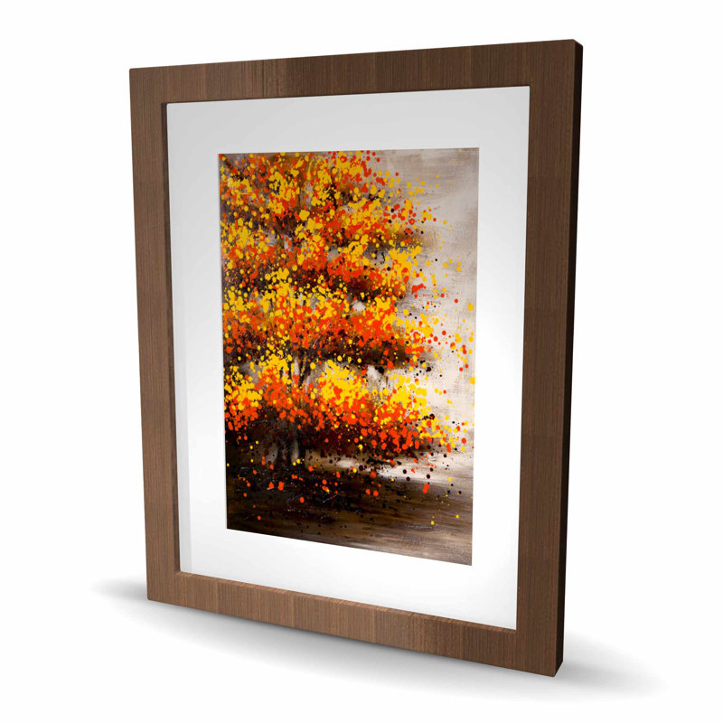 Dotted Tree - Orange Contemporary Framed Matted Print Decor