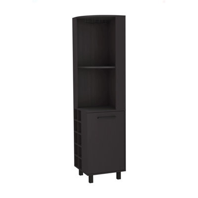 Hamden 10-Bottle 1-Shelf Bar Cabinet Wengue And Pine