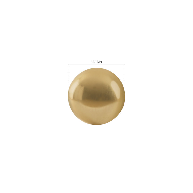 Floor Ball Sculpture, Gold Leaf, 13" H x 13" W x 13" D