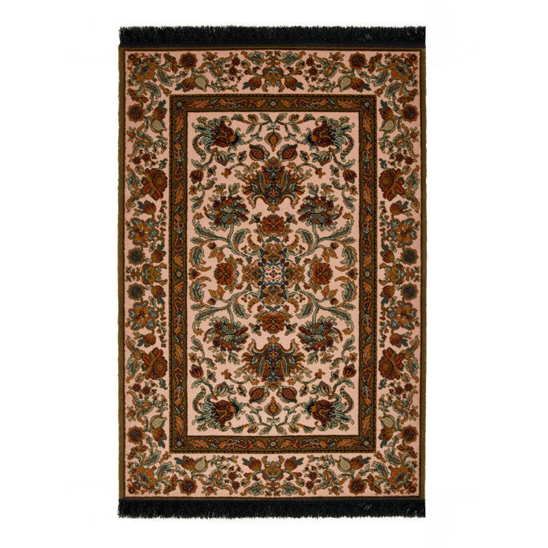 Artemis Machine Woven Wool Oriental Area Rug in Blush/Red/Black