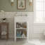 Meuble-lavabo autoportant de 18 po avec lavabo en céramique, meuble-lavabo simple de style français avec porte à fermeture douce et pieds en bois massif-1301554007