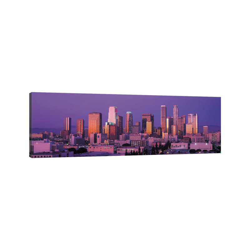 Los Angeles Skyline Cityscape (Dusk) - Wrapped Canvas Panoramic Print, 121.92 cm H x 40.64 cm W