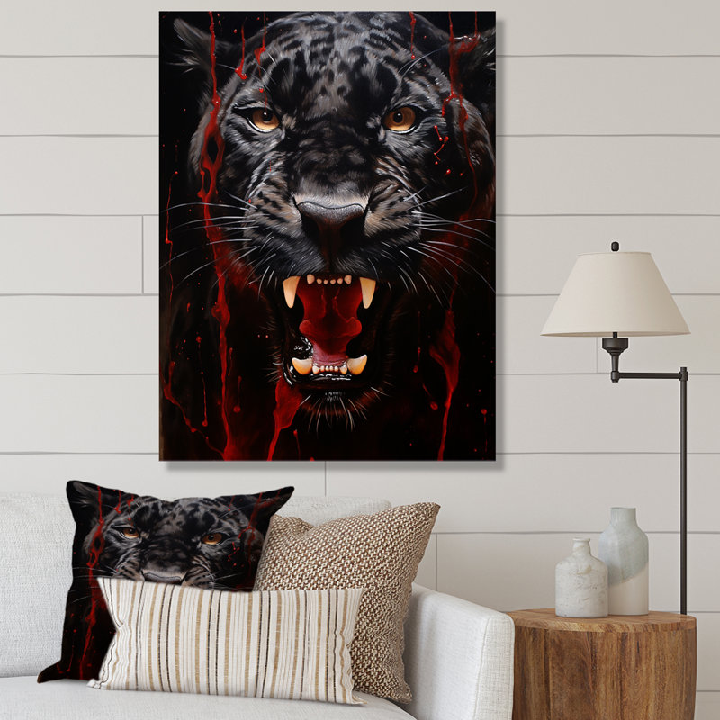 «Black Red Red Panther» sur toile imprimée, Toile tendue, H 20 po x l 12 po x P 1 po