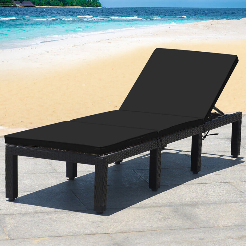 Towley Outdoor Chaise Lounge , Cushion Included, Black/Turquoise
