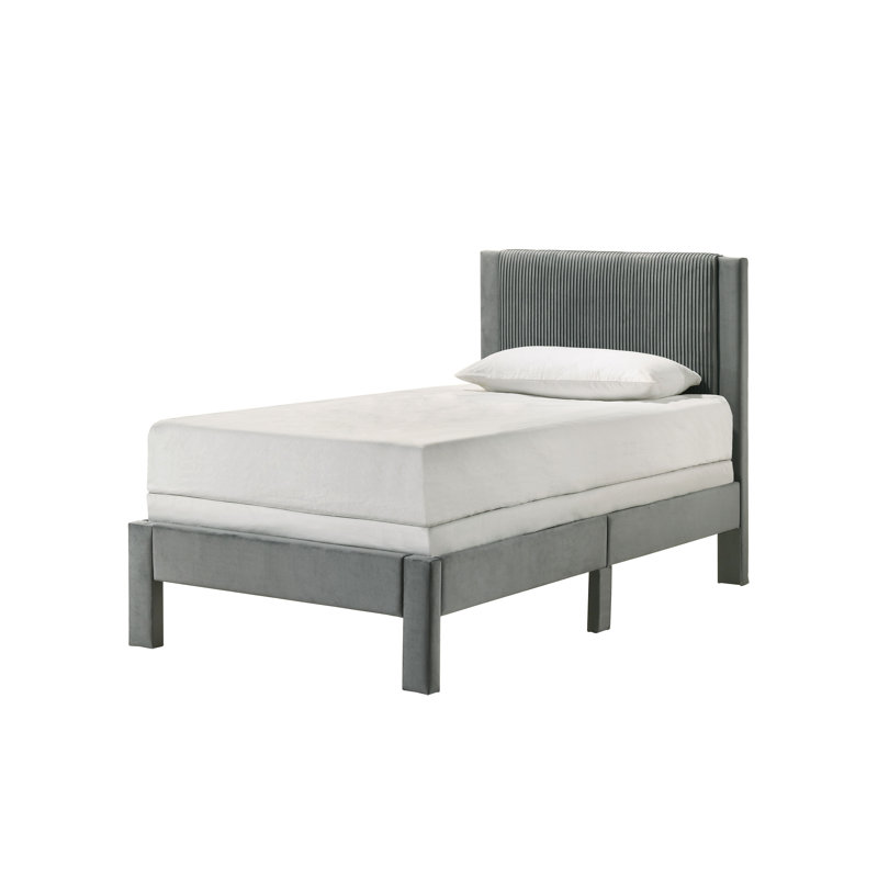 Meuble-lit 1pc, Gris clair, Lit simple