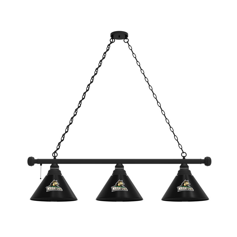 3 - Light Pool Table Lights Pendant, Black, Wright State Raiders