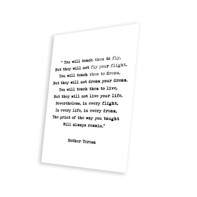 Rêve - citation de Mère Theresa par Mambo Art Studio - Art textuel sans cadre, H 32 po x l 24 po x P 0,25 po