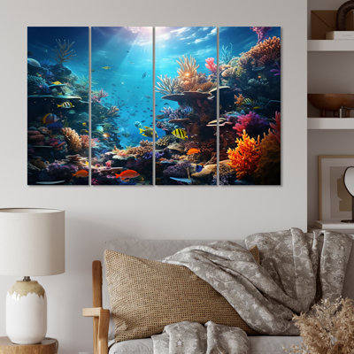 Coral Seascape I Nautical & Beach Wall Decor on Metal
