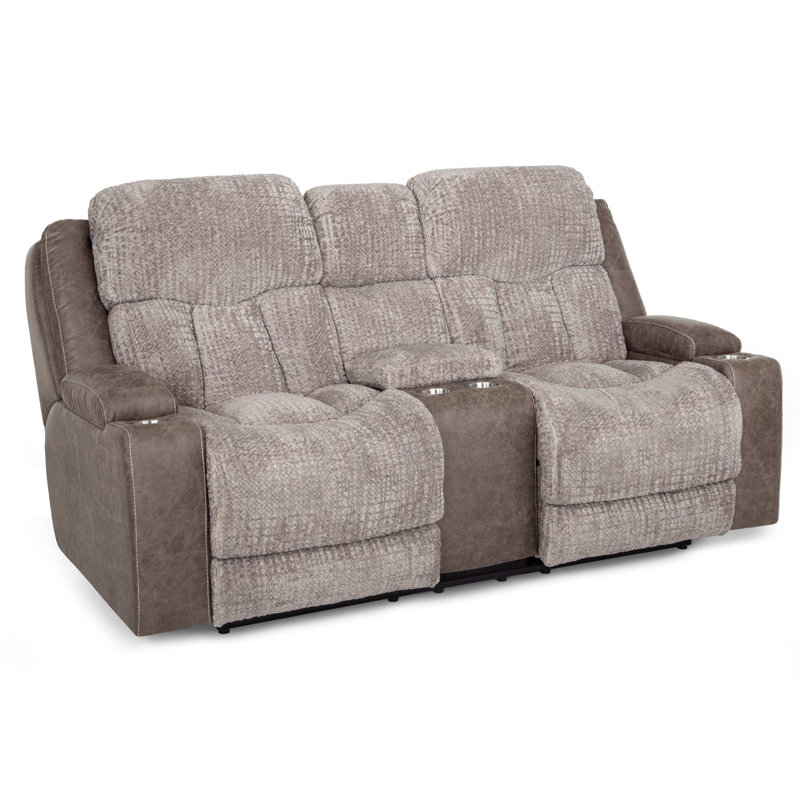 Tyera Power Reclining Console Loveseat W/ Power Headrest, Console Storage, Dual Arm Storage, Massage, And Cupholders