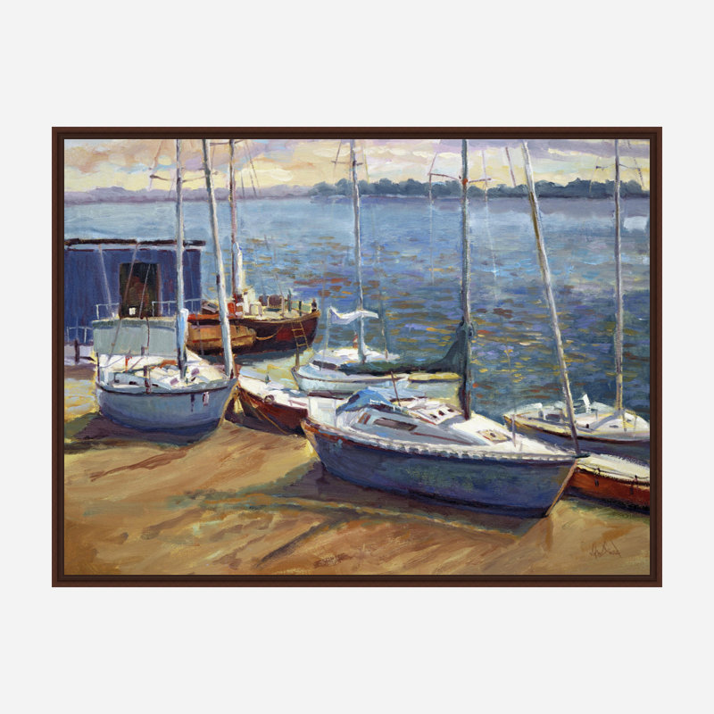 John Beard Collection''s Boats Of Borge On Giclee Canvas Hand Embellished Art, 25.5" H x 31.5" W x 1.75" D