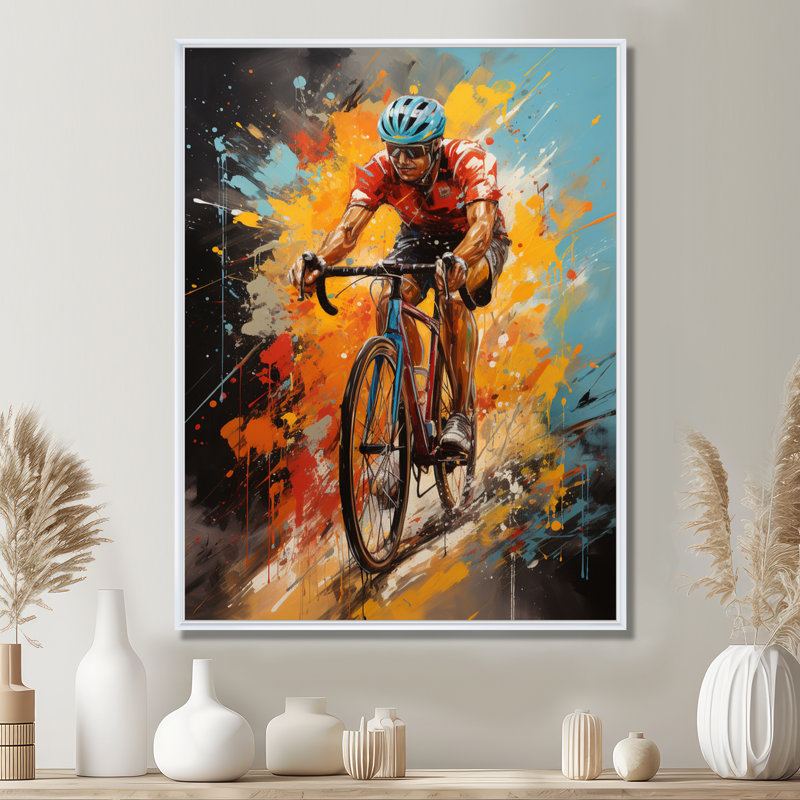 Withams Bicycle Bold Rides I - Art mural de bicyclette, H 44 po x l 34 po x P 1,5 po, Cadre flottant blanc