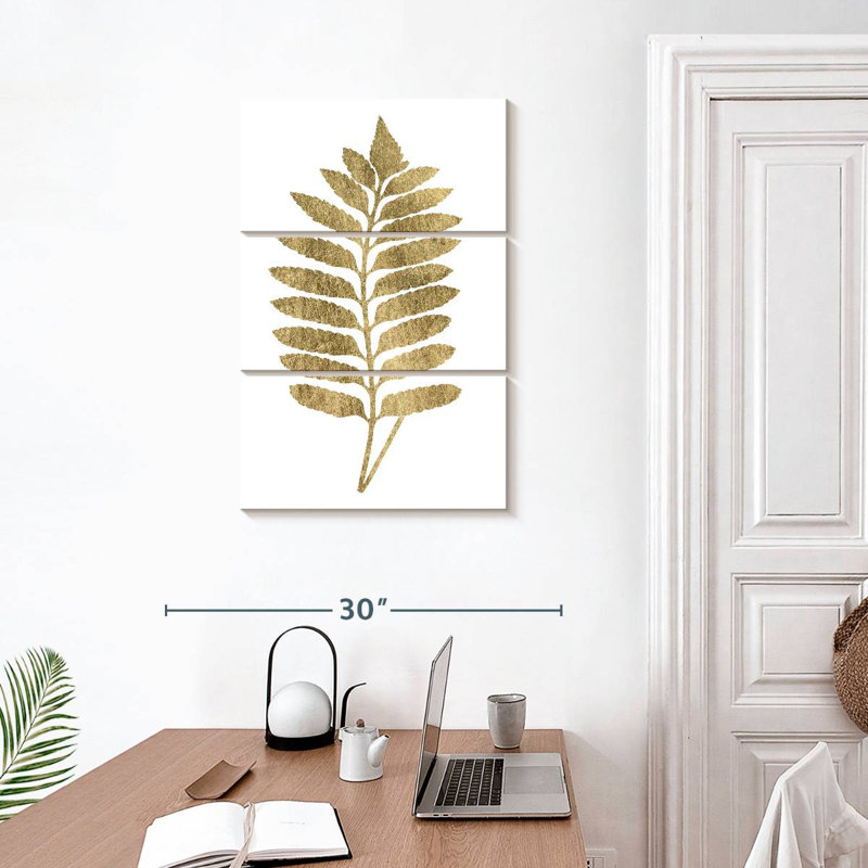 Harnek graphique fougère dorée II, H 32 po x l 20 po