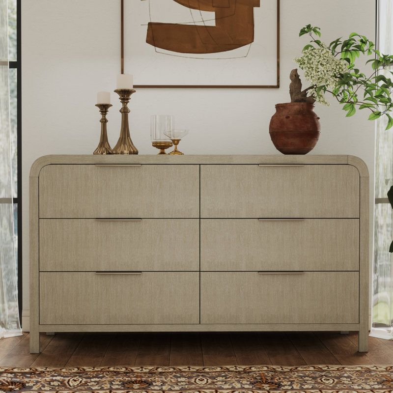 Commode contemporaine à 6 tiroirs Roundhill Furniture, gris clair