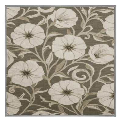 Tapis botanique brun lavable à la machine