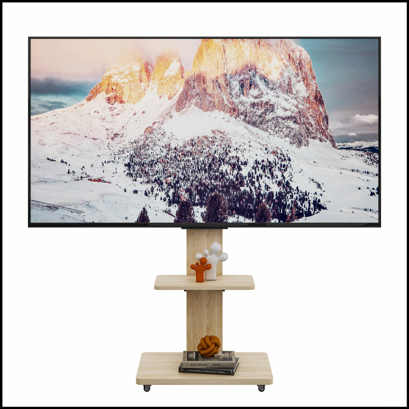 Meuble télé réglable avec tablette pour 32 à 75 pouces, chariot mobile avec roues verrouillables pour le salon et le bureau