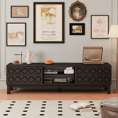 Console multimédia avec 4 tiroirs, centre de divertissement avec rangement pour le salon et la chambre à coucher