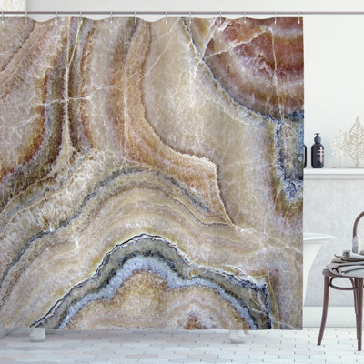 Marble Shower Curtain with Hooks Included