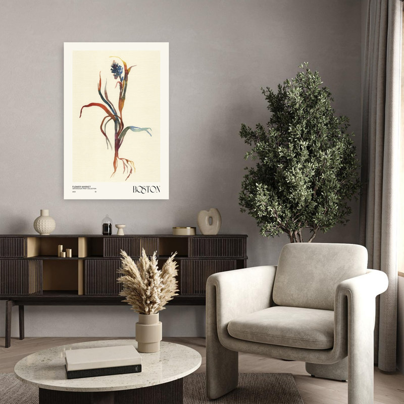 Collection d'aquarelles. «Flower Market - Boston Abstract Contemporary Flower Landscape», art mural, H 36 po x l 24 po
