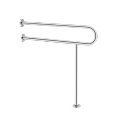 Toilet Safety Rail, 31.5 Inch U-Shaped Handicap Grab Bar, 304 Stainless Steel Senior Safety Pole, Toilet Grab Bars with Anti-Slip Handle, 300 Lbs Load Capacity Security Handrail with Support Leg