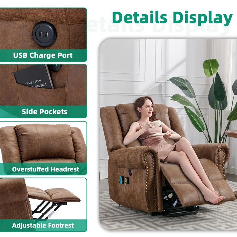 Fauteuil inclinable Baugus, Brun noisette (suède bronzé)