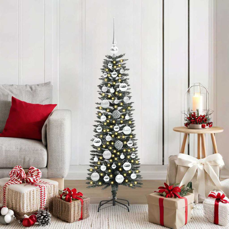 Artificial Christmas Tree with Stand, Silver, 3.94' H