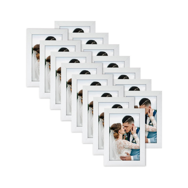 6 x 4 Photo Frames Set of 15, Black Picture Frames with Stand, White