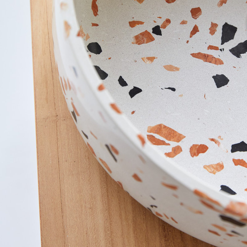 Milos Round Brown Premium Terrazzo Bathroom Sink, Brown