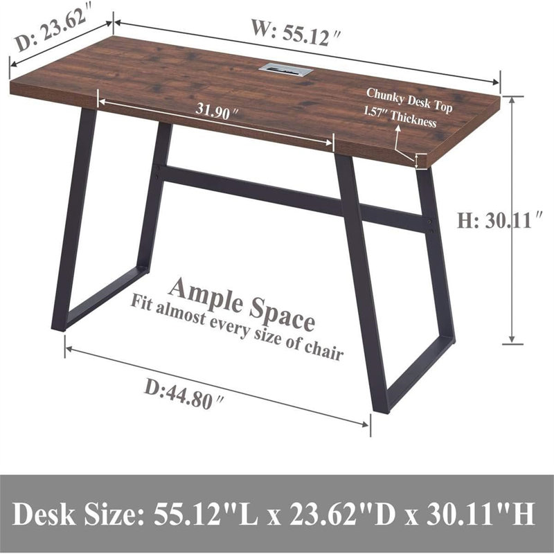 Bureau rectangulaire l 55,12 po Ahti, Brun