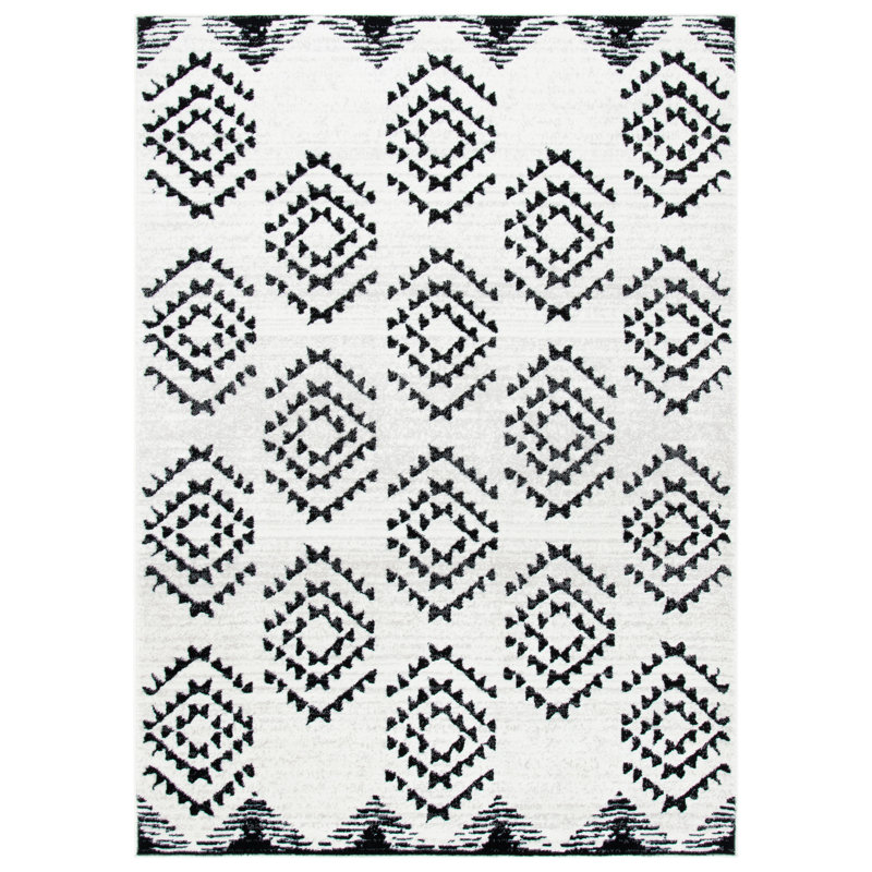 Tapis ivoire / noir Harlson Southwestern, Rectangle 6 pi x 9 pi