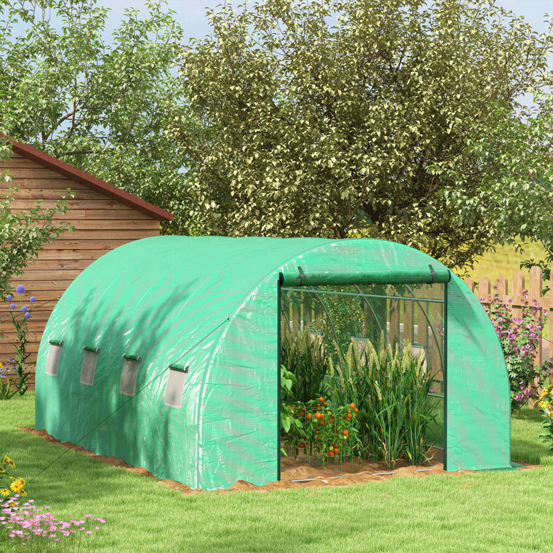 Brinitta Polytunnel Greenhouse Sprinkler Irrigation Walk-in Green, 198cm H x 298cm W x 399cm D