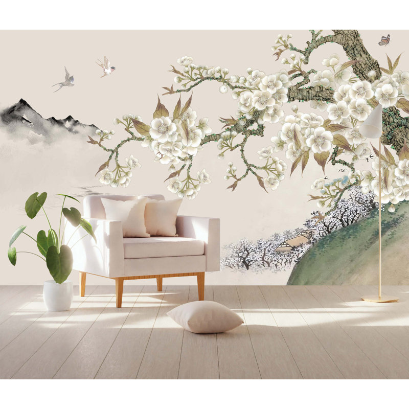 Papier peint à motif floral rétro Sar pelez et collez, l 187 po x L 106 po